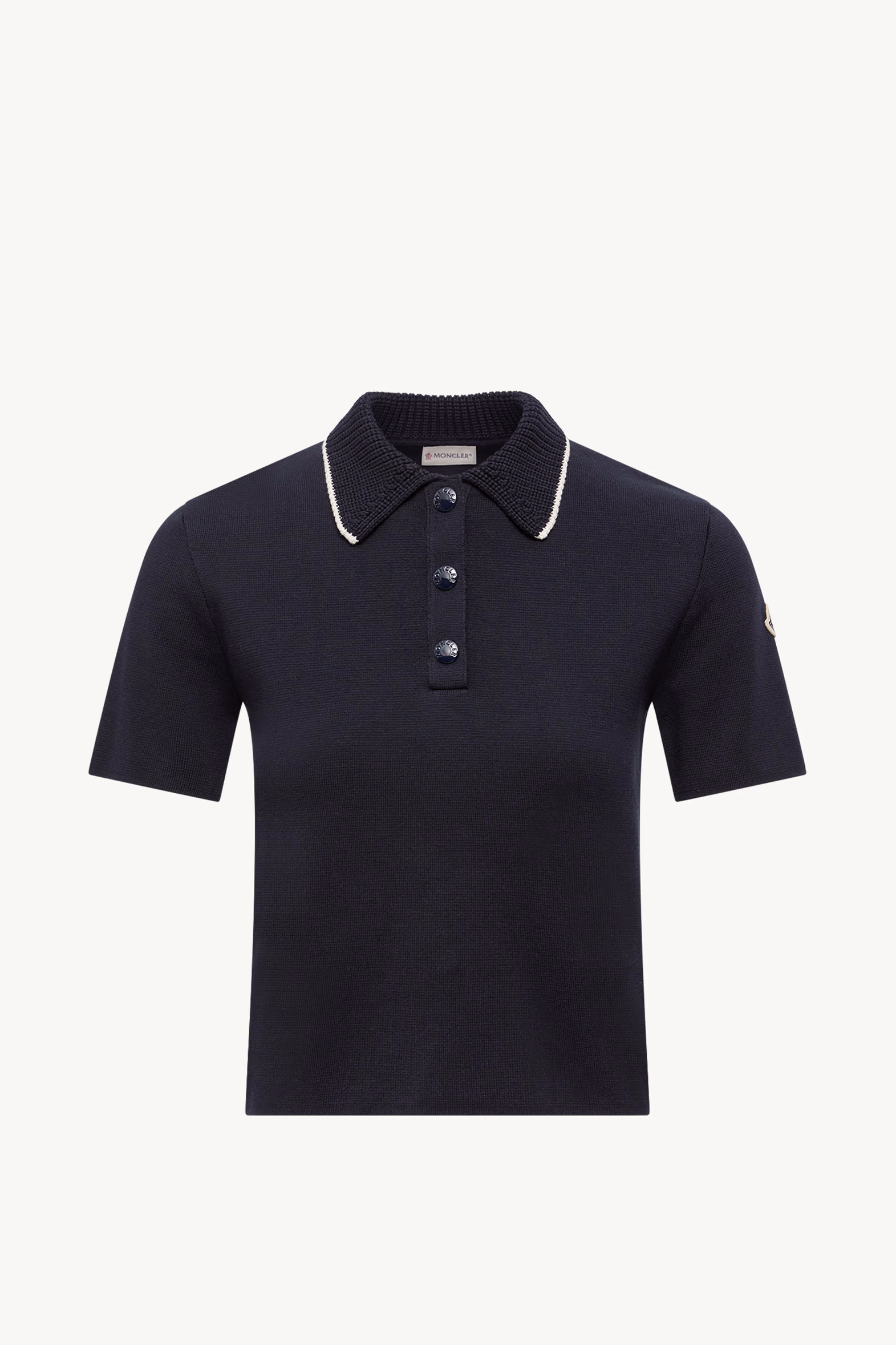 Knit Cotton Polo Shirt Women Navy Blue Moncler 2